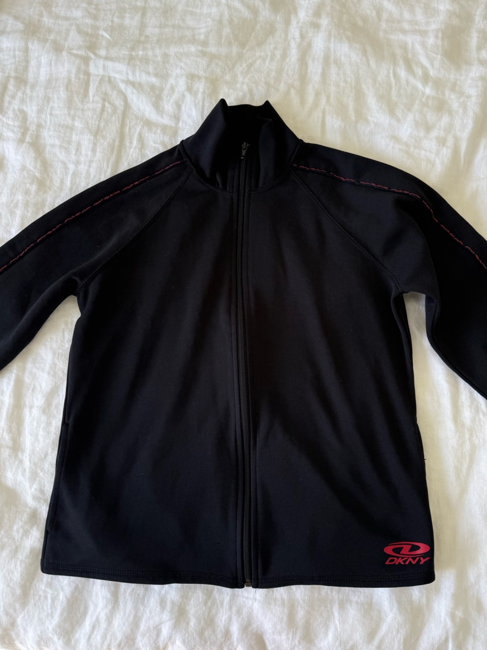 DKNY Black Jacket with Red Logo Detail